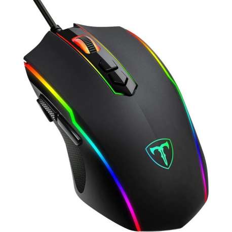 T-Dagger Gamemuis - Computer - Optische - Game Muis Met Draad - Pro Gaming - MOBA+MMO - DPI 7200 - Rapid Fire - RGB Verlichting
