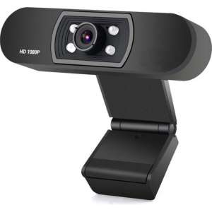 Webcam 1920x1080 FULLHD met microfoon 25FPS - Windows & Mac - Webcam voor pc met USB – Meeting – Skype – Facetime - Zwart