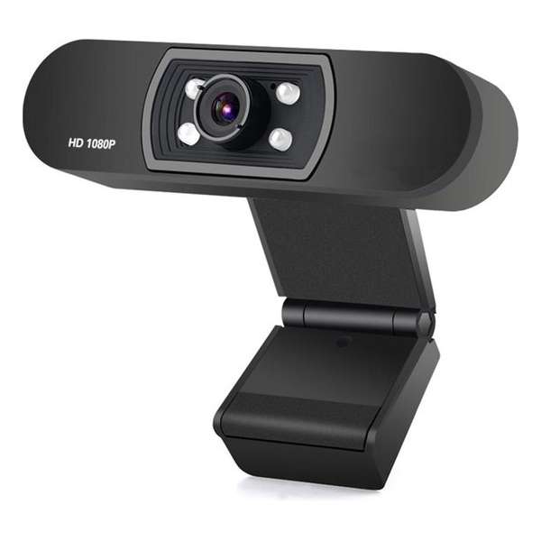 Webcam 1920x1080 FULLHD met microfoon 25FPS - Windows & Mac - Webcam voor pc met USB – Meeting – Skype – Facetime - Zwart Webcam 1920x1080 FULLHD met microfoon 25FPS - Windows & Mac - Webcam voor pc met USB – Meeting – Skype – Facetime - Zwart