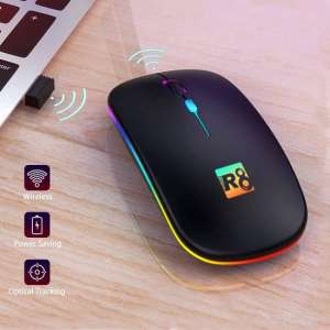 Draadloze oplaadbare Laptop Muis 2020 Model USB Oplaadbaar RGB Silent Plug&Play Zwart