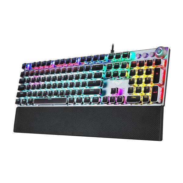 AULA F2058 RGB punk gaming mechanisch toetsenbord - qwerty - blue switch - 108 plating keys anti-ghosting game toetsenborden
