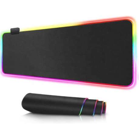 RGB LED Soft Gaming Muismat | LED Verlichting | Waterproof | 80x30 cm | Mousepad | XXL | Anti-Slip | Toetsenbord | Zwart