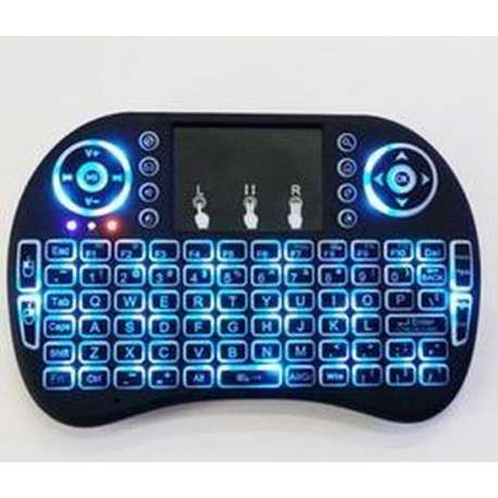 mini i8+ backlight wireless mediacenter toetsenbord met Multi-Touch muis - Zwart - QWERTY