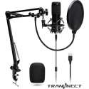 BM800 USB Condensator Studio microfoon met Arm Schuimhoes - Schokdemping Popfilter en Geluidskaart