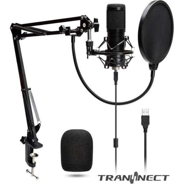 BM800 USB Condensator Studio microfoon met Arm Schuimhoes - Schokdemping Popfilter en Geluidskaart