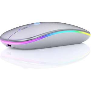 Draadloze oplaadbare Laptop Muis 2020 Model USB Oplaadbaar RGB Silent Plug&Play Silver