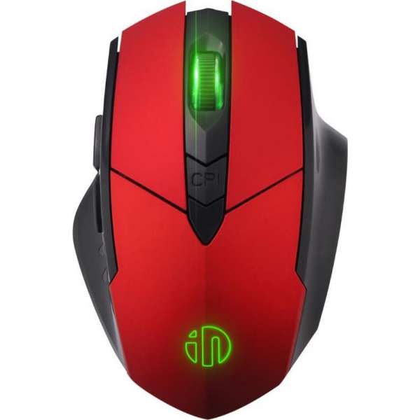 INPHIC oplaadbare draadloze muis, grote ergonomische 2.4G muizen voor Laptop  PC Windows Computer - rood