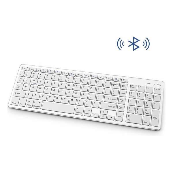Draadloos Toetsenbord met Numpad - Oplaadbaar Bluetooth Keyboard - Wit Draadloos Toetsenbord met Numpad - Oplaadbaar Bluetooth Keyboard - Wit