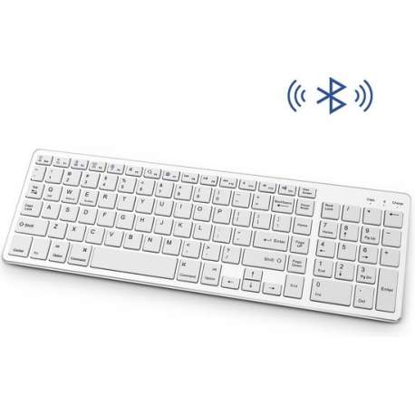 Draadloos Toetsenbord met Numpad - Oplaadbaar  Bluetooth Keyboard - Wit