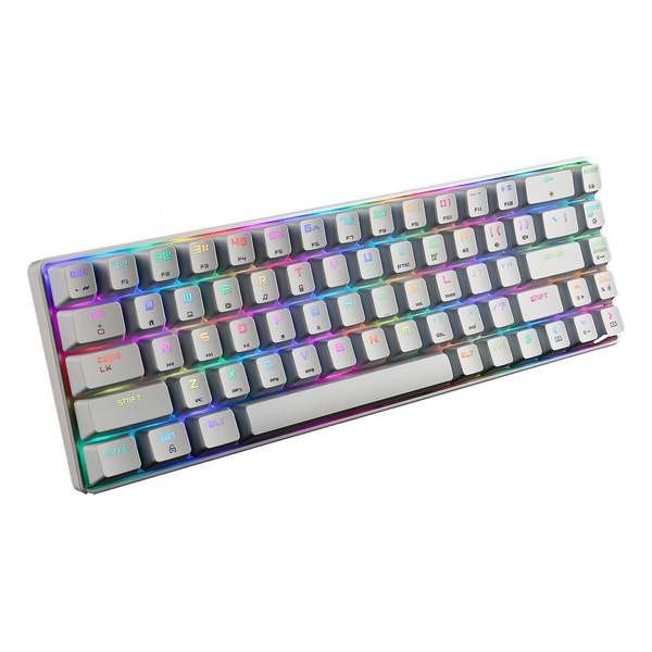 60% Mechanische Gaming Toetsenbord- RGB - Rode Schakelaar - 68 Toetsen - QWERTY - Wit