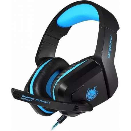 PHOINIKAS H1 multi-platform gaming-headset voor over-ear hoofdtelefoon met microfoon bedraad (blauw)