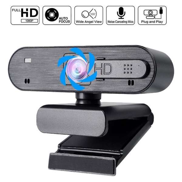 Pro Webcam voor pc met microfoon - FULL HD (1920x1080) 30 FPS - Auto focus - Windows & Mac - Webcam voor pc met usb