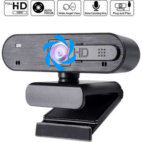 Pro Webcam voor pc met microfoon - FULL HD (1920x1080) 30 FPS - Auto focus - Windows & Mac - Webcam voor pc met usb