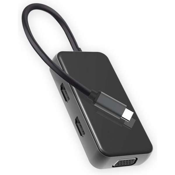 USB-C naar 2 x HDMI + VGA Adapter. Inclusief oplaadpoort voor Laptop of MacBook USB-C naar 2 x HDMI + VGA Adapter. Inclusief oplaadpoort voor Laptop of MacBook