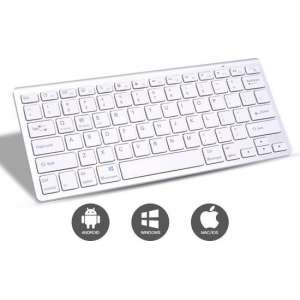 Universeel Draadloos Bluetooth Toetsenbord - Wireless Keyboard - Oplaadbaar toetsenbord - iOS, Android & Windows - Wit