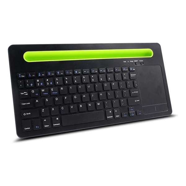 Draadloos Toetsenbord met touchpad en gleuf voor Smartphone en Tablet - QWERTY toetsen - Bluetooth Draadloos Toetsenbord met touchpad en gleuf voor Smartphone en Tablet - QWERTY toetsen - Bluetooth