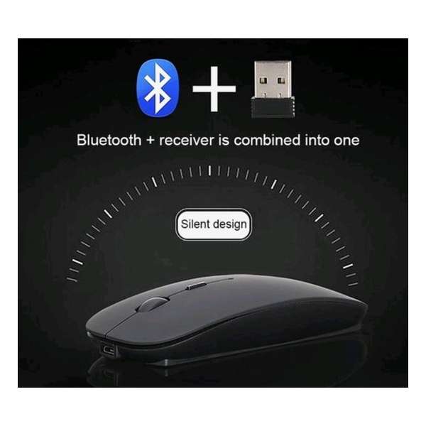 Oplaadbare slanke Bluetooth Muis en 2.4g optische draadloze (laptop) Muis. Voor iPad, Android, Windows Oplaadbare slanke Bluetooth Muis en 2.4g optische draadloze (laptop) Muis. Voor iPad, Android, Windows