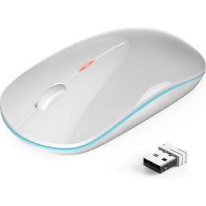 TeckNet Pro 2.4G Draadloze Muis | Plat & Ultra Compact Design | Wit