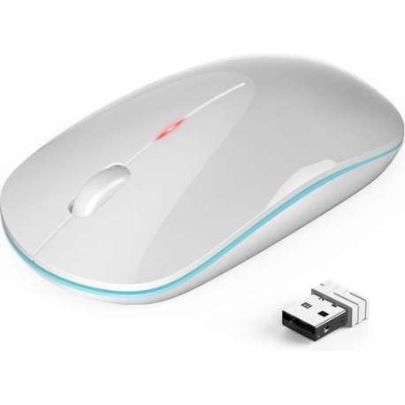 TeckNet Pro 2.4G Draadloze Muis | Plat & Ultra Compact Design | Wit