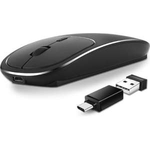 Oplaadbare 2.4G computermuis - Inclusief Type-C aansluiting voor Macbook - Aluminium afwerking