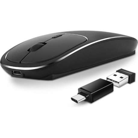 Oplaadbare 2.4G computermuis - Inclusief Type-C aansluiting voor Macbook - Aluminium afwerking