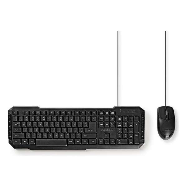 Nedis bedraad multimedia USB toetsenbord met muis set / zwart - 1,5 meter