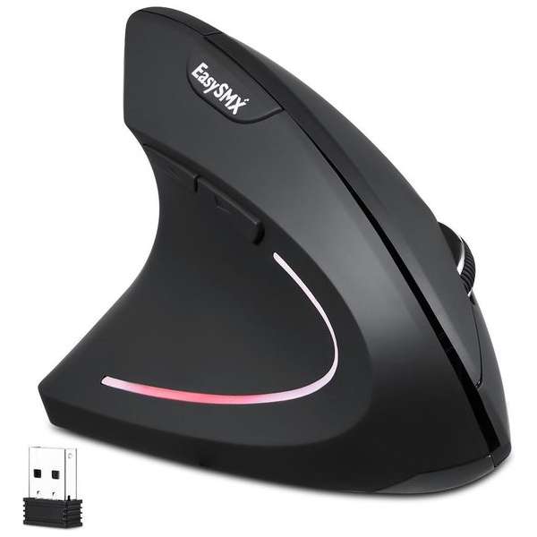 EasySMX G814-L, Draadloze ergonomische muis, 2400 DPI, linkshandige muis, Grijs/Zwart EasySMX G814-L, Draadloze ergonomische muis, 2400 DPI, linkshandige muis, Grijs/Zwart