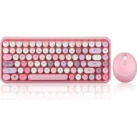 Perixx Periduo 713 compact toetsenbord en muis 2in1 desktop set (Draadloos) (Roze)