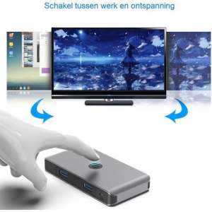 Rocketek USB 3.0 switch - 2 computers delen 4 usb poorten