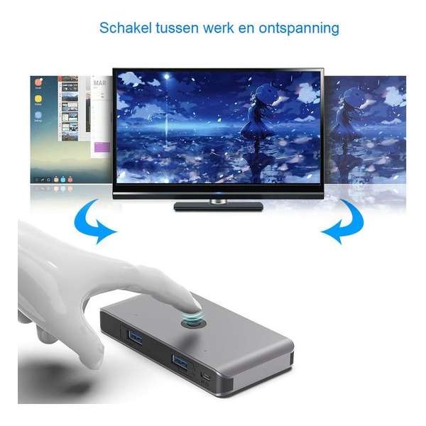 Rocketek USB 3.0 switch - 2 computers delen 4 usb poorten