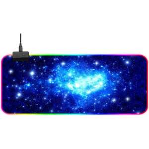 RGB Gaming Muismat XXL (80x30) | LED Verlichting Muismat | Anti-Slip | Waterproof | Extra Breed en Lang | Sterrenhemel