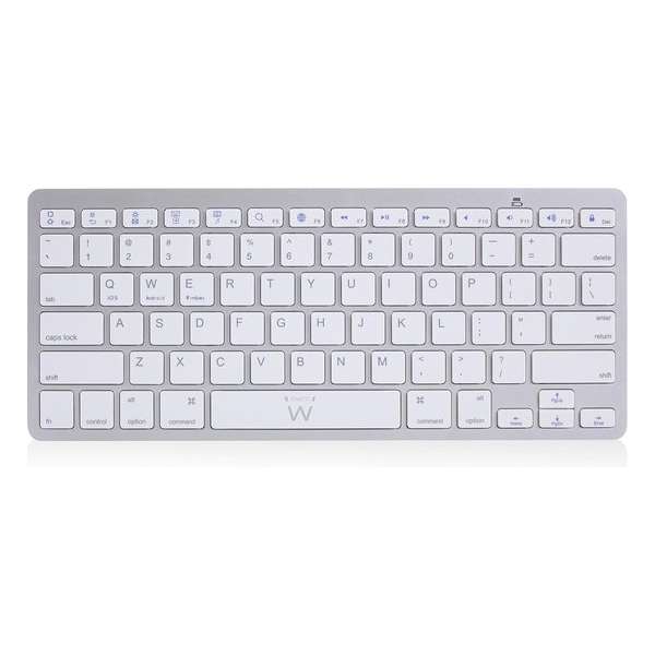 Ewent EW3163 toetsenbord Bluetooth QWERTY US International Zilver, Wit