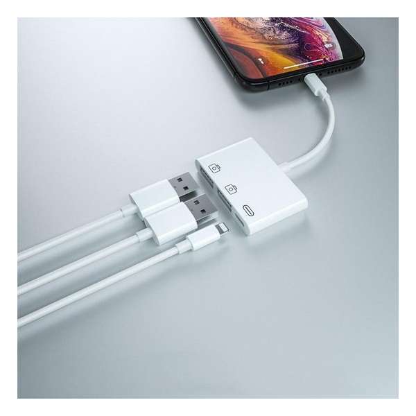 Lightning naar USB  3 adapter - 3 in1  2 x USB en 1 x USB 3