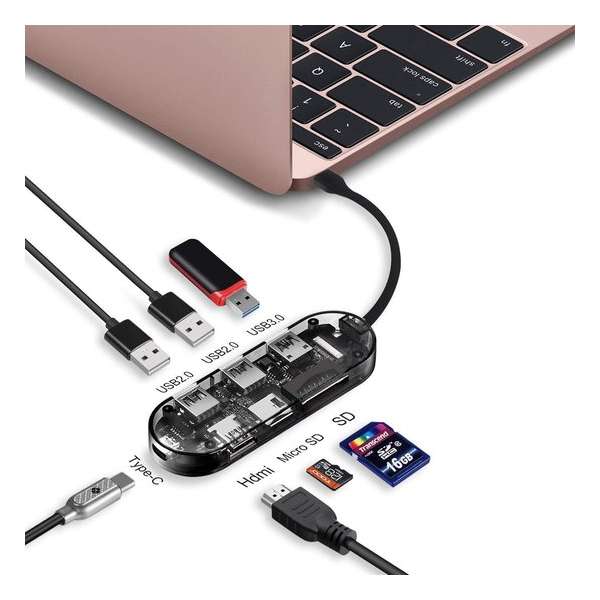 USB-C 7 in 1 multi-Port Hub / adapter - MacBook - Nintendo Switch - Windows PC - Samsung Galaxy Dex - HDMI - SD - USB 3.0