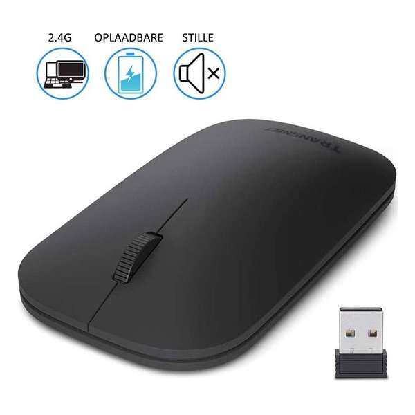 Draadloze muis, 2.4GHZ, oplaadbare en stille muis voor notebook, pc, Mac, laptop, computer, Windows / Android-tablet - zwart Draadloze muis, 2.4GHZ, oplaadbare en stille muis voor notebook, pc, Mac, laptop, computer, Windows / Android-tablet - zwart