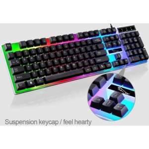 ZGB G21 104 toetsen USB Bedraad Mechanische Kleurrijke Backlight Office Computer Toetsenbord Gaming Keyboard (Zwart)