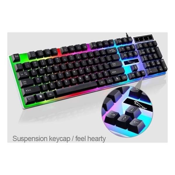 ZGB G21 104 toetsen USB Bedraad Mechanische Kleurrijke Backlight Office Computer Toetsenbord Gaming Keyboard (Zwart)