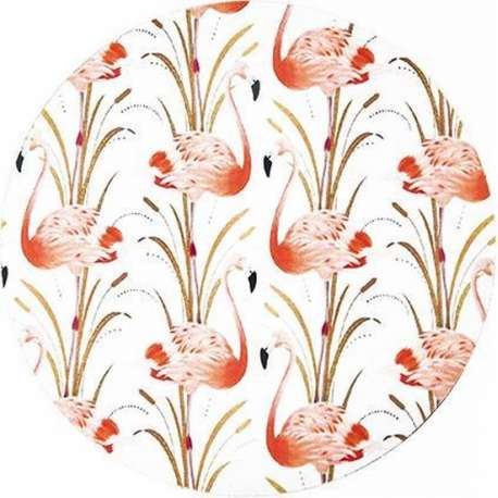 Moodadventures | Muismat Rond Vintage Flamingo | 20 x 20 cm.