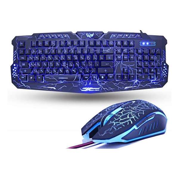 Gaming Set - Toetsenbord en Muis – Keyboard Qwerty met LED Verlichting MultiColour – Bedraad USB - 2400 DPI
