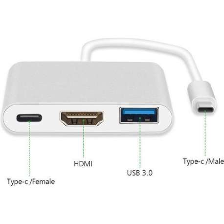 USB C Hub naar HDMI (4k), USB en USB-C
