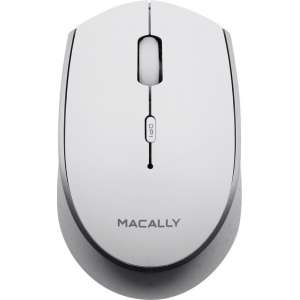 Macally BTEZMOUSEBAT Oplaadbare optische bluetooth-muis (Wit/Zilver)