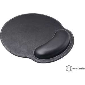 Ergonomische Muismat met Zachte Polssteun - Computer Muismat - Anti-RSI - Polsondersteuning - Hoogwaardig PU leer - Zwart