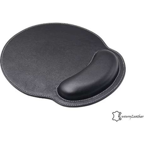 Ergonomische Muismat met Zachte Polssteun - Computer Muismat - Anti-RSI - Polsondersteuning - Hoogwaardig PU leer - Zwart