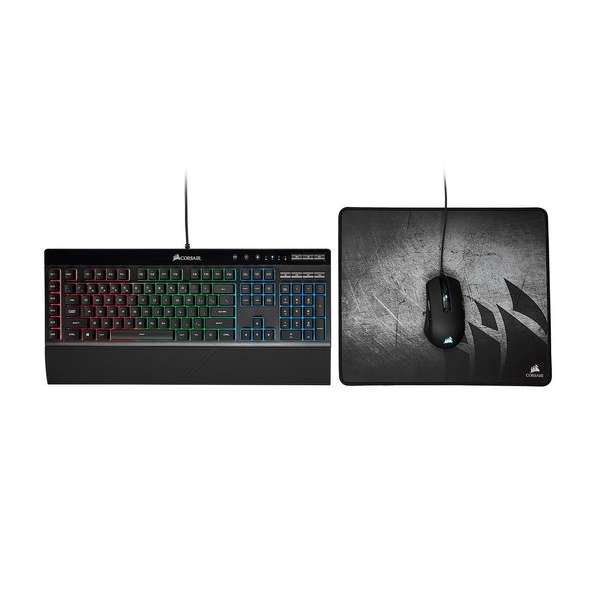 Corsair 3 in 1 Gaming Bundel met Toetsenbord, Muis en Muismat - Qwerty - zwart Corsair 3 in 1 Gaming Bundel met Toetsenbord, Muis en Muismat - Qwerty - zwart