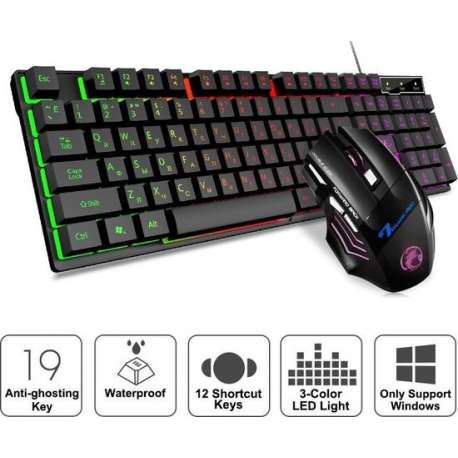 Gaming Muis en Toetsenbord | Toetsenbord en Muis Bedraad | Game Muis en Toetsenbord Set | Mechanisch Gevoel Led Verlichting