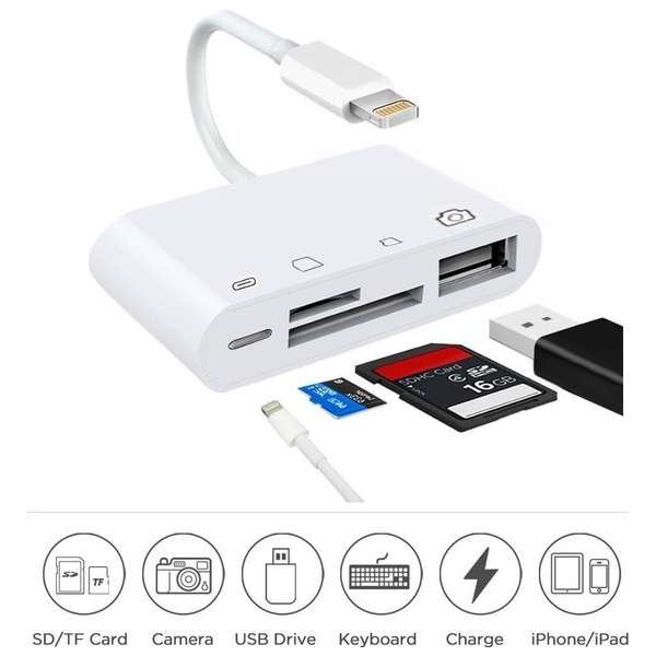 Camera connection kit 4 in 1 voor de iPad met lightning aansluiting - USB ingang Camera connection kit 4 in 1 voor de iPad met lightning aansluiting - USB ingang