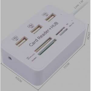 USB 2.0 Hub Multi Splitter & Geheugenkaartlezer Wit - MS / M2 / SD / MMC /  Micro SD / TF  Card Reader -Kaart lezer