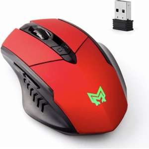 Optische 6D Gaming Muis | Draadloze Oplaadbare Ergonomische Game Muis | Verstelbare DPI | Cadeau voor man & vrouw | Rood