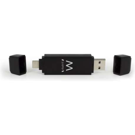 Ewent EW1075 USB 3.0 (3.1 Gen 1) Type-A/Type-C Zwart geheugenkaartlezer