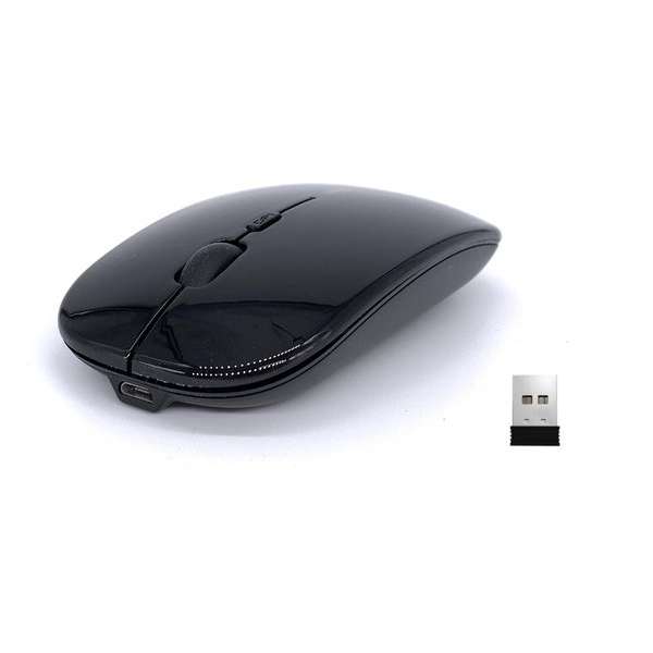 Draadloze Oplaadbare Muis 2.4 GZ | Geluidloos | Ergonomische Muis | Verstelbare DPI | Cadeau voor Man & Vrouw | Glimmend Zwart Draadloze Oplaadbare Muis 2.4 GZ | Geluidloos | Ergonomische Muis | Verstelbare DPI | Cadeau voor Man & Vrouw | Glimmend Zwart